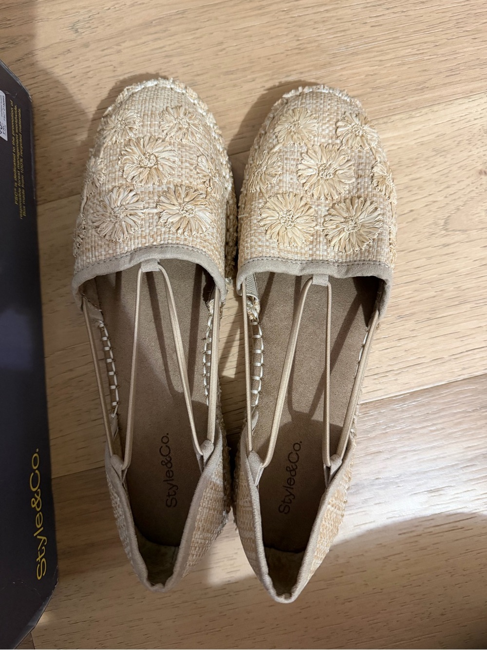 Style & Co. Beige Floral Embroidered Espadrille Flats - Picture 4 of 5